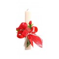 PREMIUM Πασχαλινη Λαμπάδα 2024 σε πλακε αρωματικό κερί 20cm με κοκκινα λουλουδια LAB-2013
