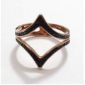 Γυναικειο δαχτυλιδι ONE ασημι 925 ροζ gold μαυρο χρωμα πετρες ζιργκον ΝΟΥΜΕΡΟ 56 RG3767