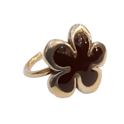 Γυναικειο ασημενιο δαχτυλιδι ONE gold με μαυρο λουλουδι RN-R6431