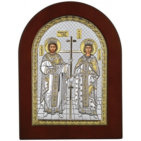 Ασημένια Εικόνα Αγιου Κωνσταντίνου και Ελένης MA-E1146-BX 15x21 Cm