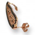 Μονό σκουλαρίκι Ear Climber της εταιρίας jools ασήμι 925 σε ροζ χρυσό χρώμα με μαύρες πέτρες ζιργκόν 3,5cm ύψος